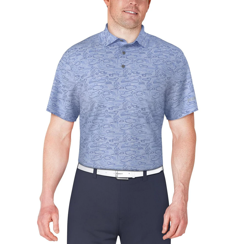 PGA Tour Men's Linear Conversational Print Short Sleeve Polo Shirt
