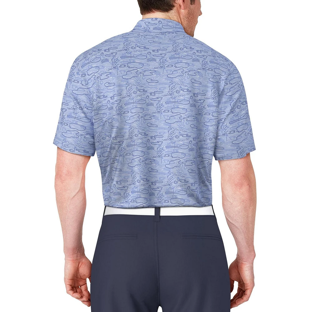 PGA Tour Men's Linear Conversational Print Short Sleeve Polo Shirt