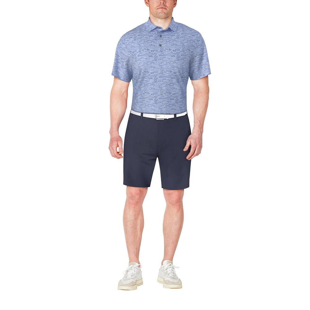 PGA Tour Men's Linear Conversational Print Short Sleeve Polo Shirt