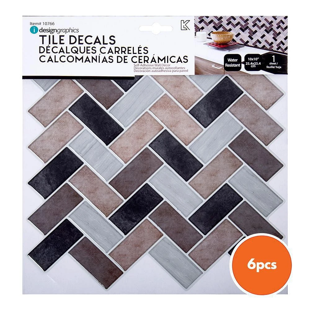 Truu Design Self-Adhesive Peel and Stick Herringbone Backsplash Wall Tiles