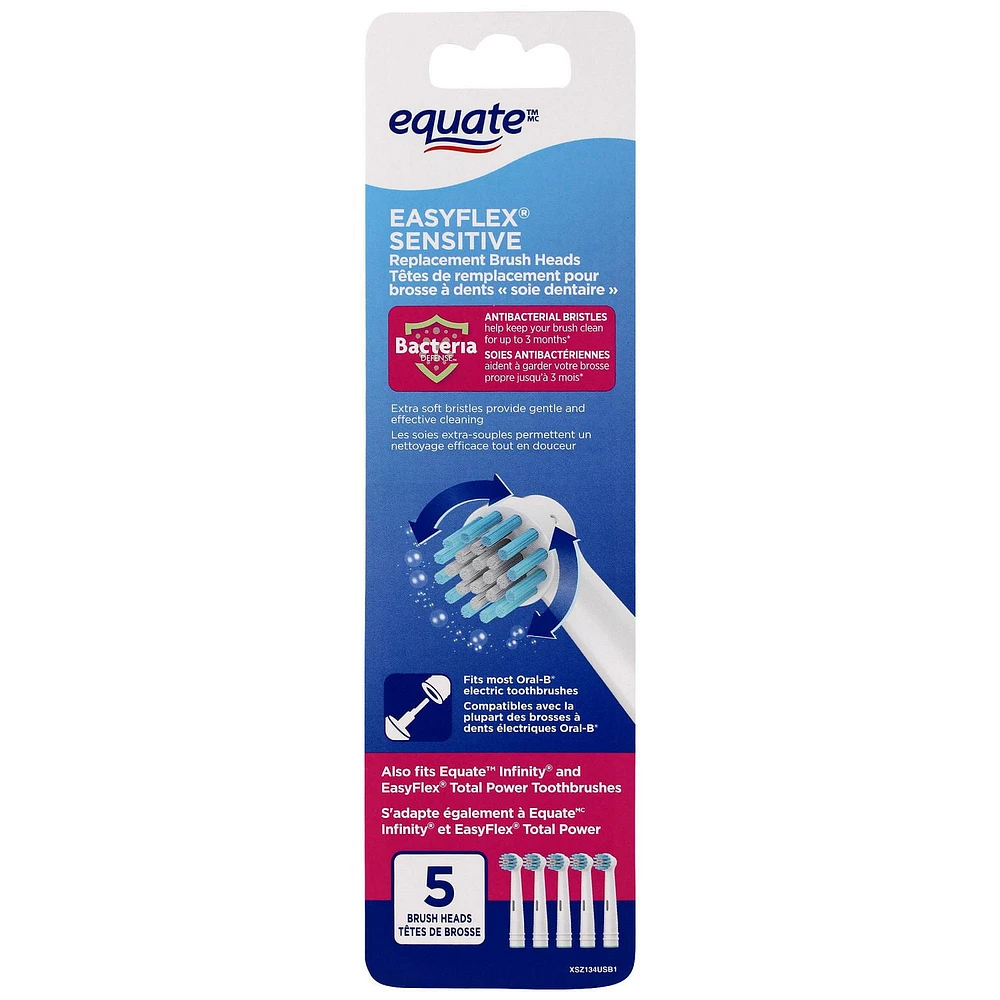 Equate™ Sensitive Easy Flex® Replacement Brush Heads, 5 Count