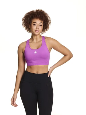 Reebok Women's Stronger Sports Bra with Mesh Panel and Removable Cups