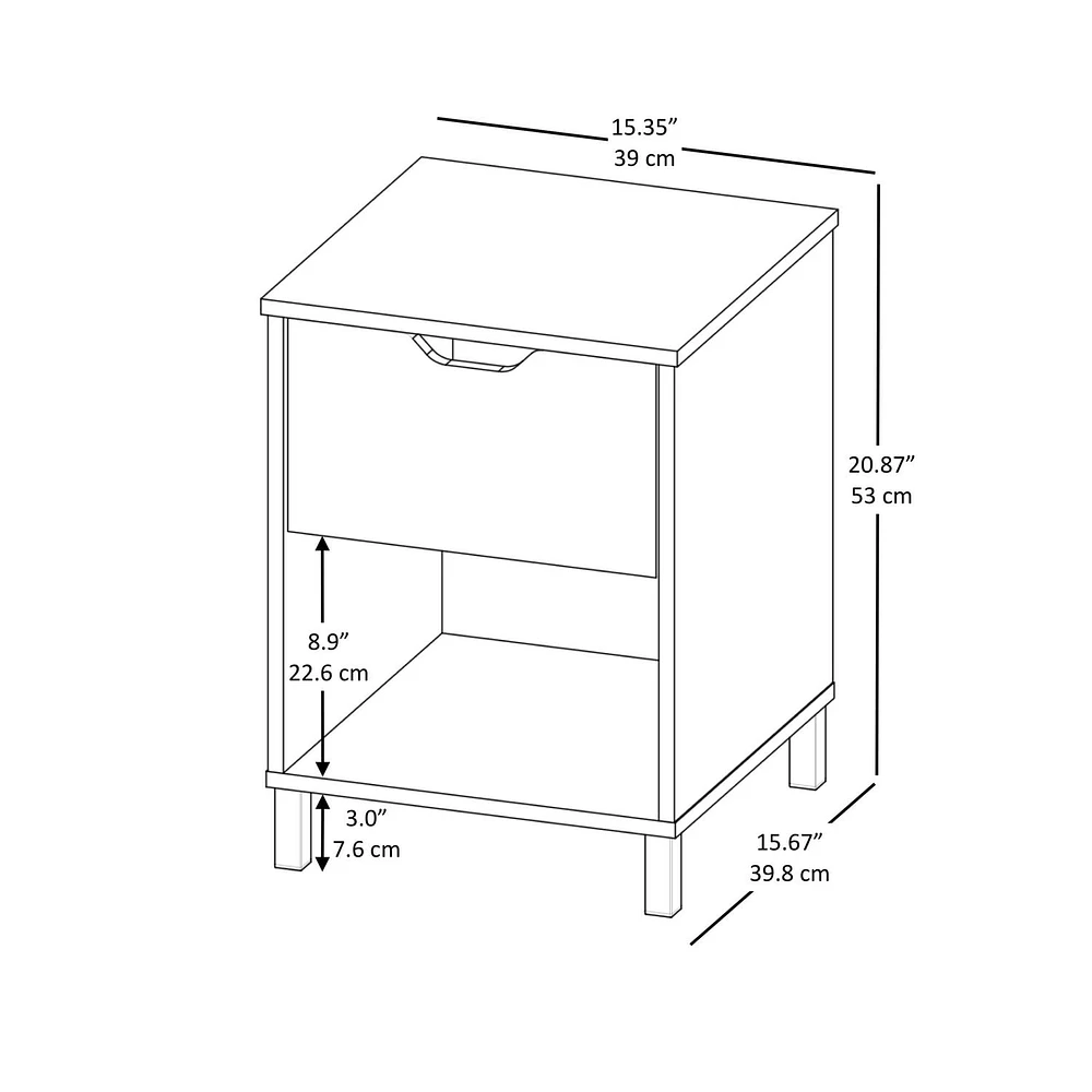 hometrends Nightstand, Rustic Oak, 1 drawer and 1 open shelf