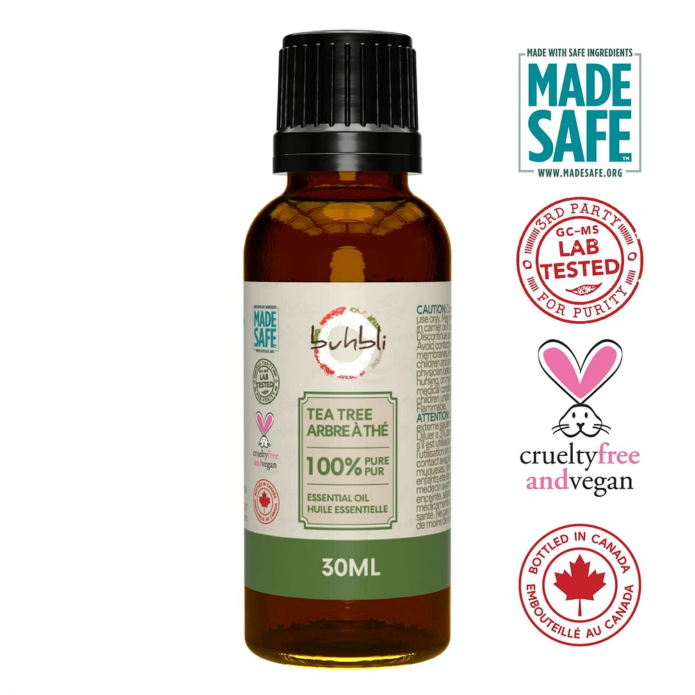 Buhbli Brands - 100% Pure Tea Tree Essential Oil, 30ml, All Natural & Pure - Bottled in Canada