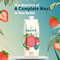 Sperri - Substituts de repas complets à base de plantes et boissons protéinées - Fraise, flacon de 330 ml (lot de 12) - Prêt à boire - Sans produits laitiers, sans gluten, sans allergènes courants