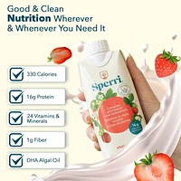 Sperri - Substituts de repas complets à base de plantes et boissons protéinées - Fraise, flacon de 330 ml (lot de 12) - Prêt à boire - Sans produits laitiers, sans gluten, sans allergènes courants