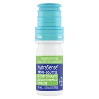 hydraSense Allergies formule complète – Gouttes oculaires sans agent de conservation contre les symptômes de sécheresse oculaire et d’allergie 10 ml