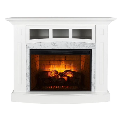 Ryerson 52 inch White with Marble Surround Infrared Electric Fireplace Entertainment Center