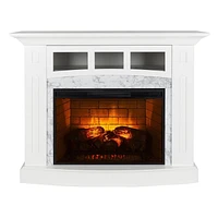 Ryerson 52 inch White with Marble Surround Infrared Electric Fireplace Entertainment Center