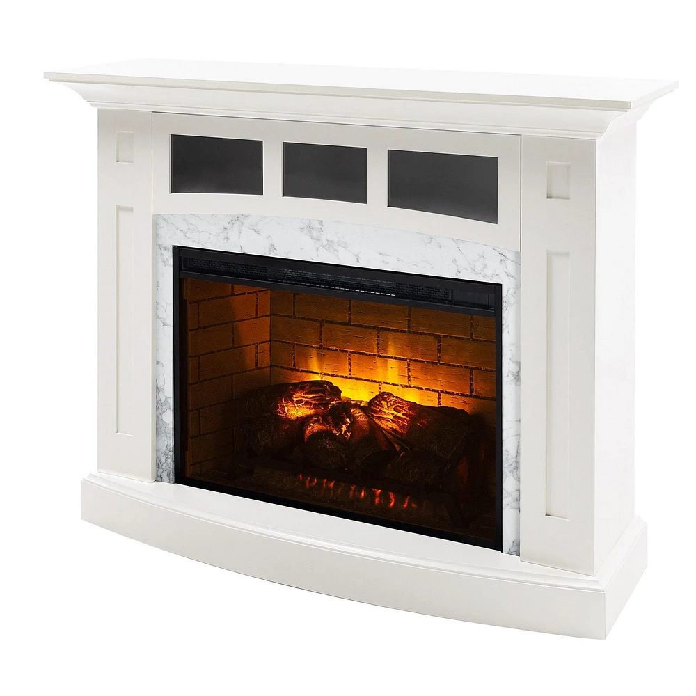 Ryerson 52 inch White with Marble Surround Infrared Electric Fireplace Entertainment Center