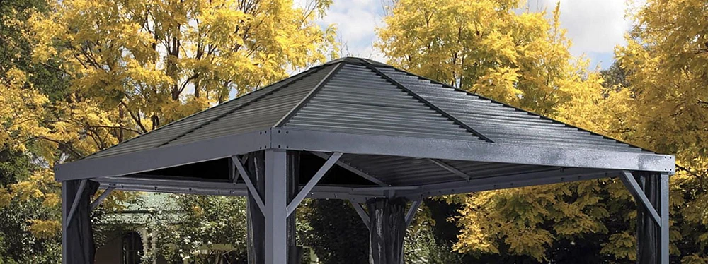 Sojag 10' x 10' Sanibel Hardtop Gazebo Outdoor Weather-Resistant Aluminum Frame Sun Shelte