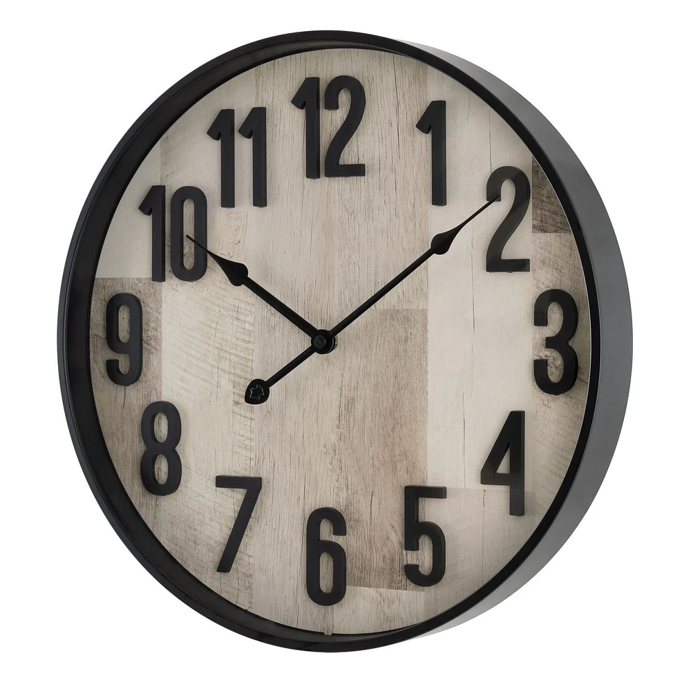 Home Trends 16" Gray Washed Wall Clock, 16" Diameter Wall Clock