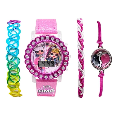Ensemble de montres ACL avec cadran clignotant et bracelet LOL Surprise pour enfants