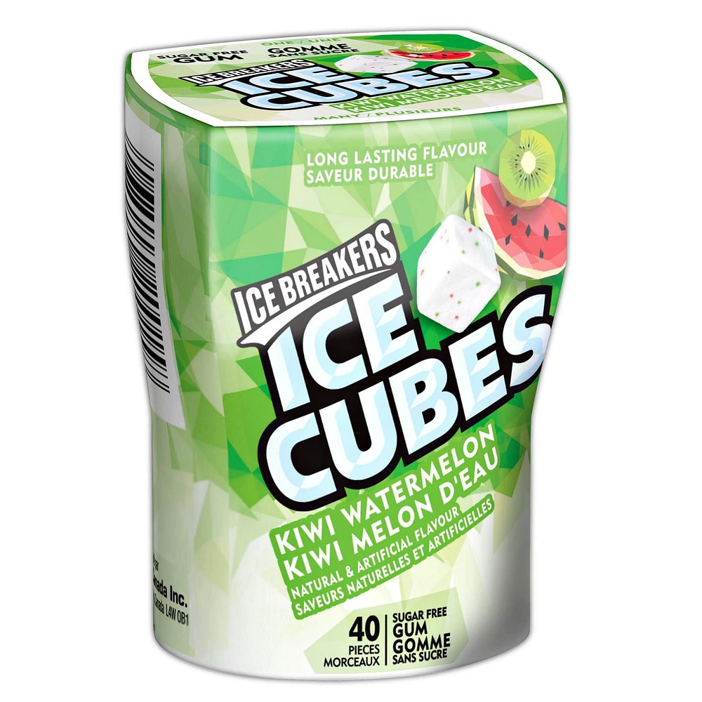 ICE BREAKERS ICE CUBES KIWI WATERMELON, ICE BREAKERS ICE CUBES Kiwi Watermelon Sugar Free Gum, 40 pieces