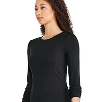 T-shirt ajusté en tricot côtelé avec manches longues George pour femmes