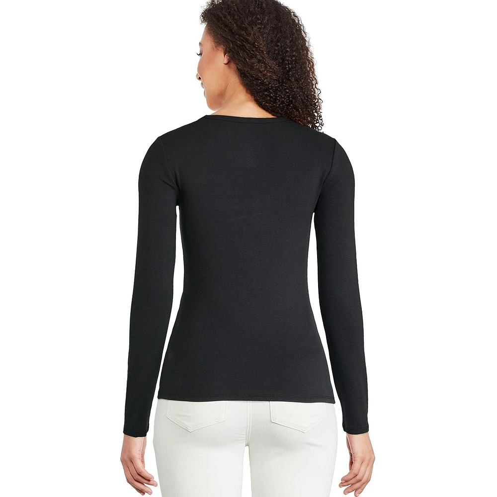 T-shirt ajusté en tricot côtelé avec manches longues George pour femmes