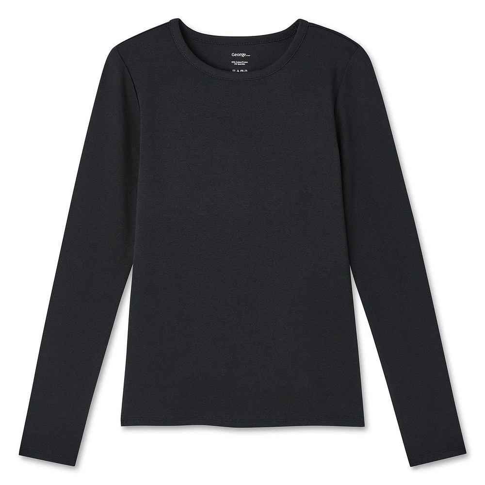 T-shirt ajusté en tricot côtelé avec manches longues George pour femmes