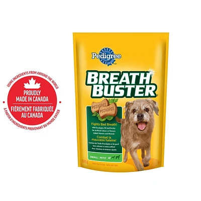 Gâteries PEDIGREE Breathbuster pour petits chiens adultes – biscuits croquants avec huile d’eucalyptus et persil sachet de 500 g