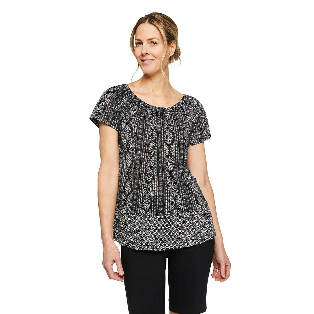 Iyla Women's Burnout Peasant Top