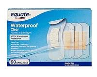 Pansements adhésifs clair et imperméable Equate 60 pansements