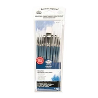 Royal & Langnickel - 10pc Blue Zip N' Close White Taklon Artist Paint Brush Set, 10pc White Taklon Artist Paint Brush Set