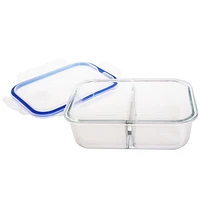 Mainstays 1520ML RECTANGLE GLASS FOOD STORAGE WITH DIVIDER, 1520ML RECT STORAGE WITH DIVIDER