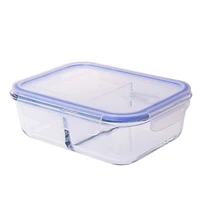 Mainstays 1520ML RECTANGLE GLASS FOOD STORAGE WITH DIVIDER, 1520ML RECT STORAGE WITH DIVIDER