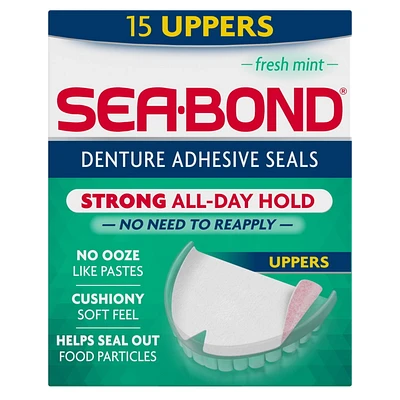 Sea-Bond Coussinets adhésifs pour prothèses dentaires supérieurs - menthe fraîche, paq. de 15 Paq. de 15