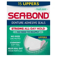 Sea-Bond Coussinets adhésifs pour prothèses dentaires supérieurs - menthe fraîche, paq. de 15 Paq. de 15