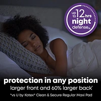 Serviettes maxi de nuit U by Kotex Clean & Secure avec ailes, sans parfum