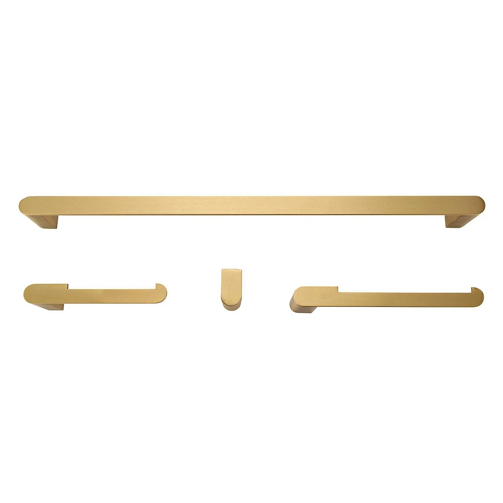 Portofino 4-Piece Matte Brass Bathroom Hardware Accessory Kit