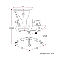 CorLiving Cooper Ergonomic Mesh Back Adjustable Height Office Chair with Wheels - Comfortable Office Desk Chair/Computer Chair