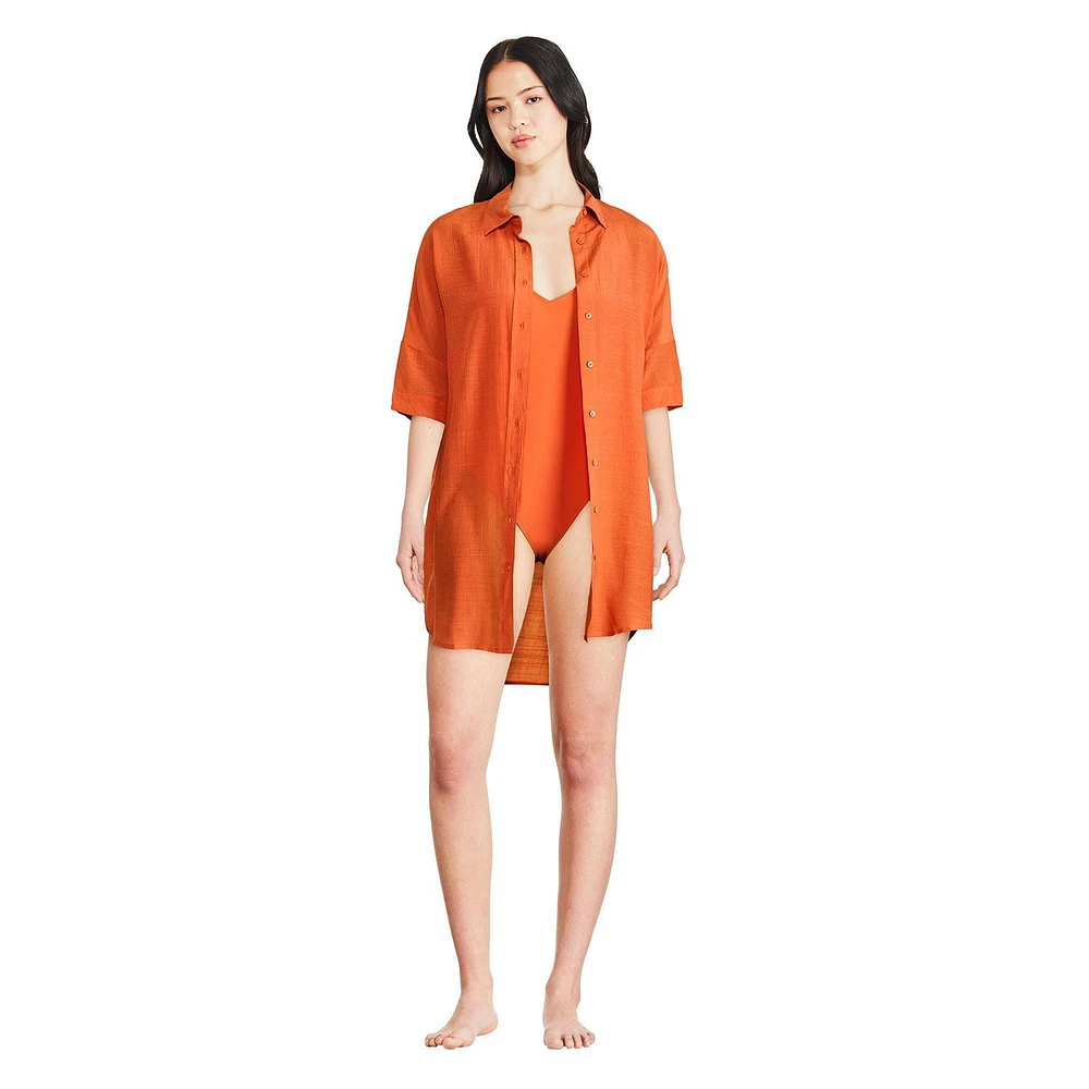 George Women's Long Button-Up Shirt, Sizes XS-XXL