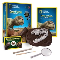 National Geographic Dino Fossil Dig Kit, T Rex Tooth with Genuine Dino Poop Specimen, STEM Series, Ages 8 and up, Dinosaur Tooth Excavation Kit