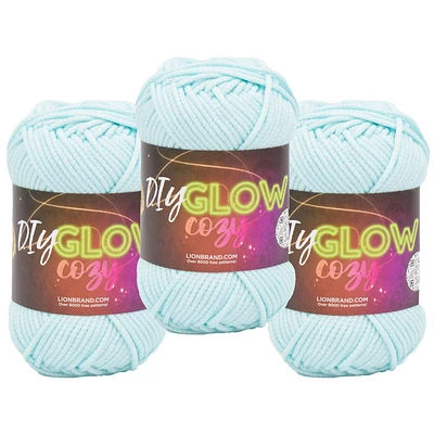 Lion Brand DIY Glow Cozy Yarn #4 Medium/Worsted Yarn 60g/72m 3-Pack