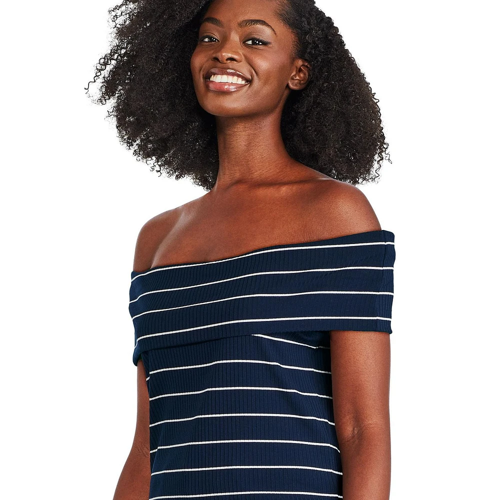 George Women's Off Shoulder Rib Top, Sizes XS-XXL