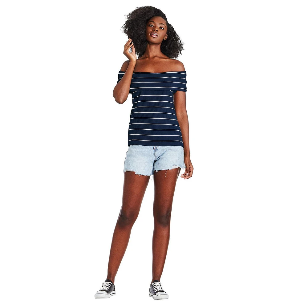 George Women's Off Shoulder Rib Top, Sizes XS-XXL