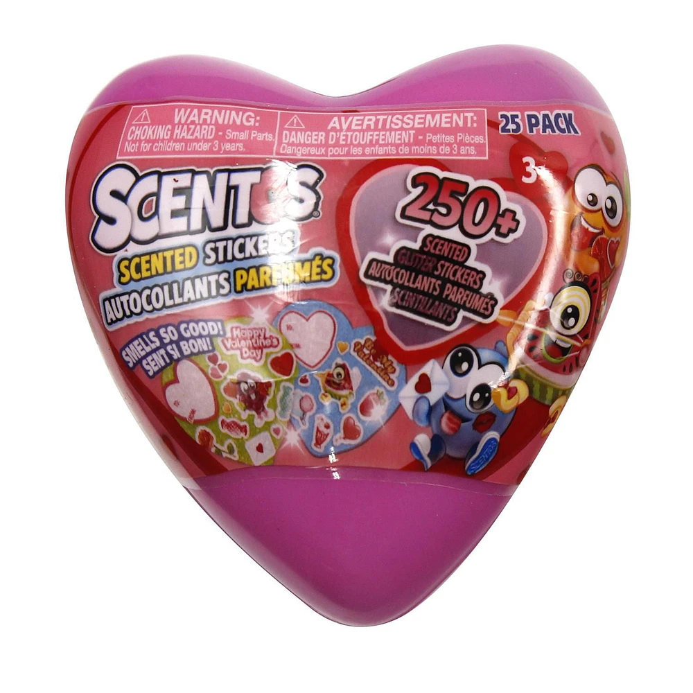 Scentos Scented Plastic Heart with 250 Scented Stickers - Pink Heart Stickers