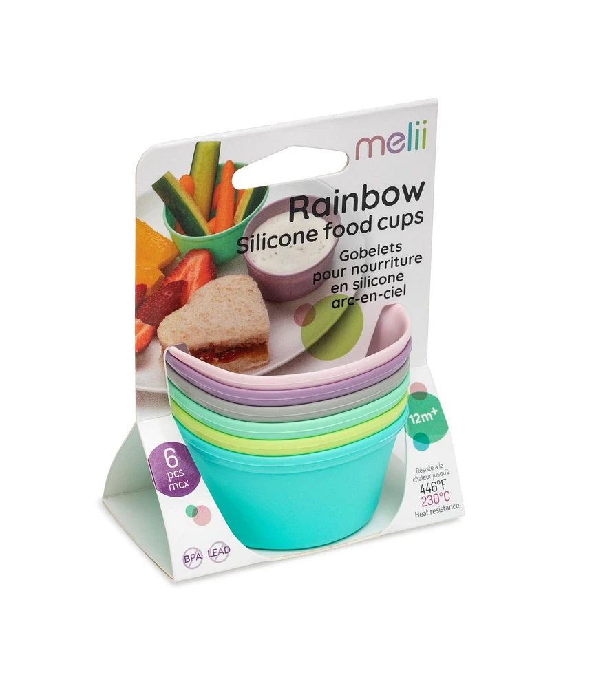 melii Rainbow Silicone Food Cups 6pcs, Silicone Food Cups