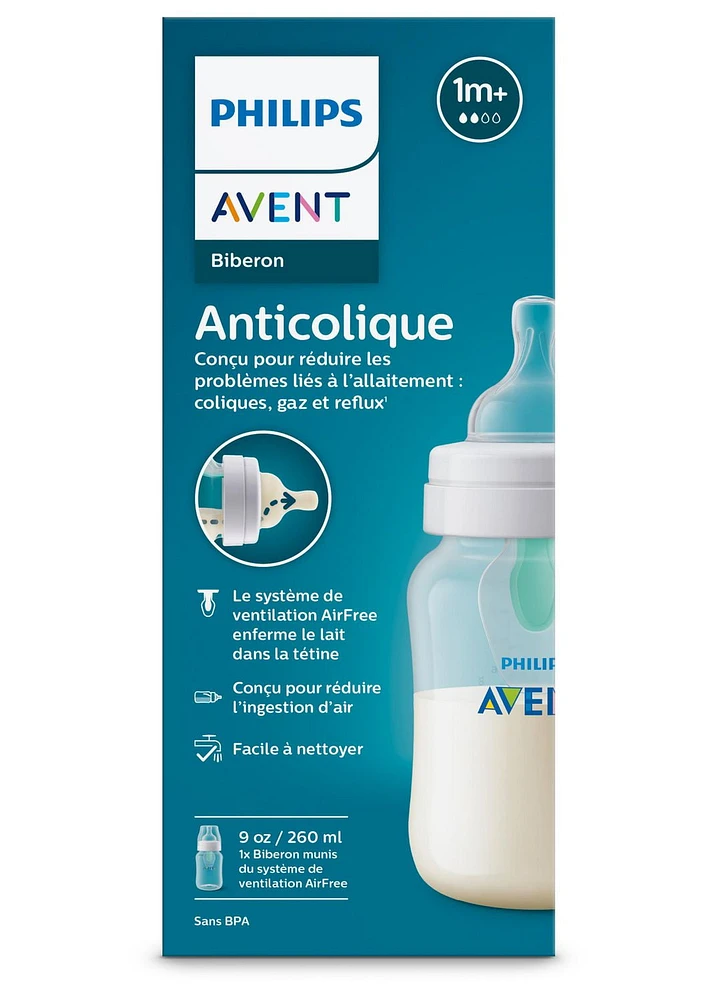 Philips Avent Anti-colic Baby Bottle with AirFree Vent, 9oz, 1 pack, SCY703/01