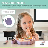 Assiette avec ventouse en silicone divisée– chat- 100 % silicone, pour bébé et les tous-petits - sans BPA, va au lave-vaisselle et au micro-ondes. Assiette en silicone divisée