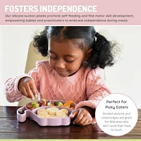 Assiette avec ventouse en silicone divisée– chat- 100 % silicone, pour bébé et les tous-petits - sans BPA, va au lave-vaisselle et au micro-ondes. Assiette en silicone divisée