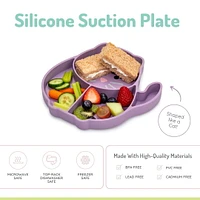 Assiette avec ventouse en silicone divisée– chat- 100 % silicone, pour bébé et les tous-petits - sans BPA, va au lave-vaisselle et au micro-ondes. Assiette en silicone divisée