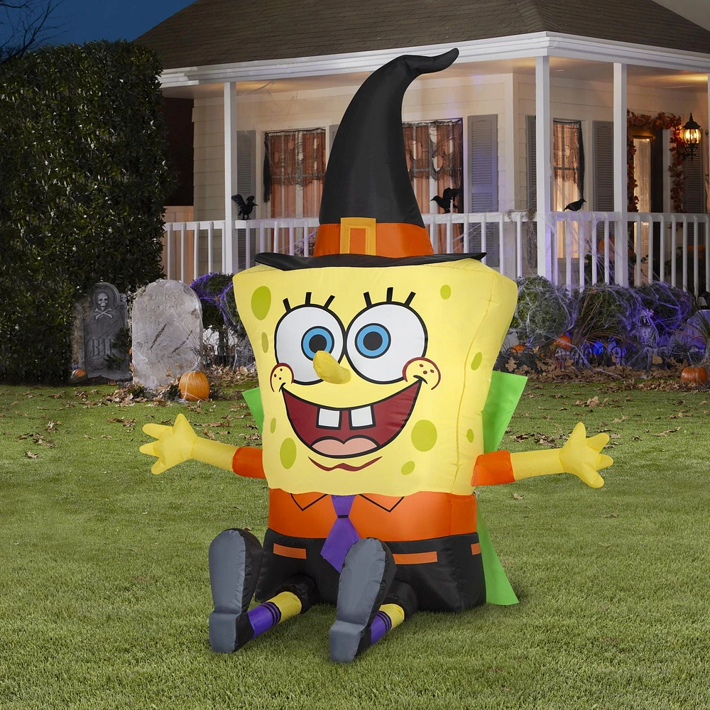 Airblown-Spongebob in Black and Orange Witch Outfit-MD-Nick (WM)