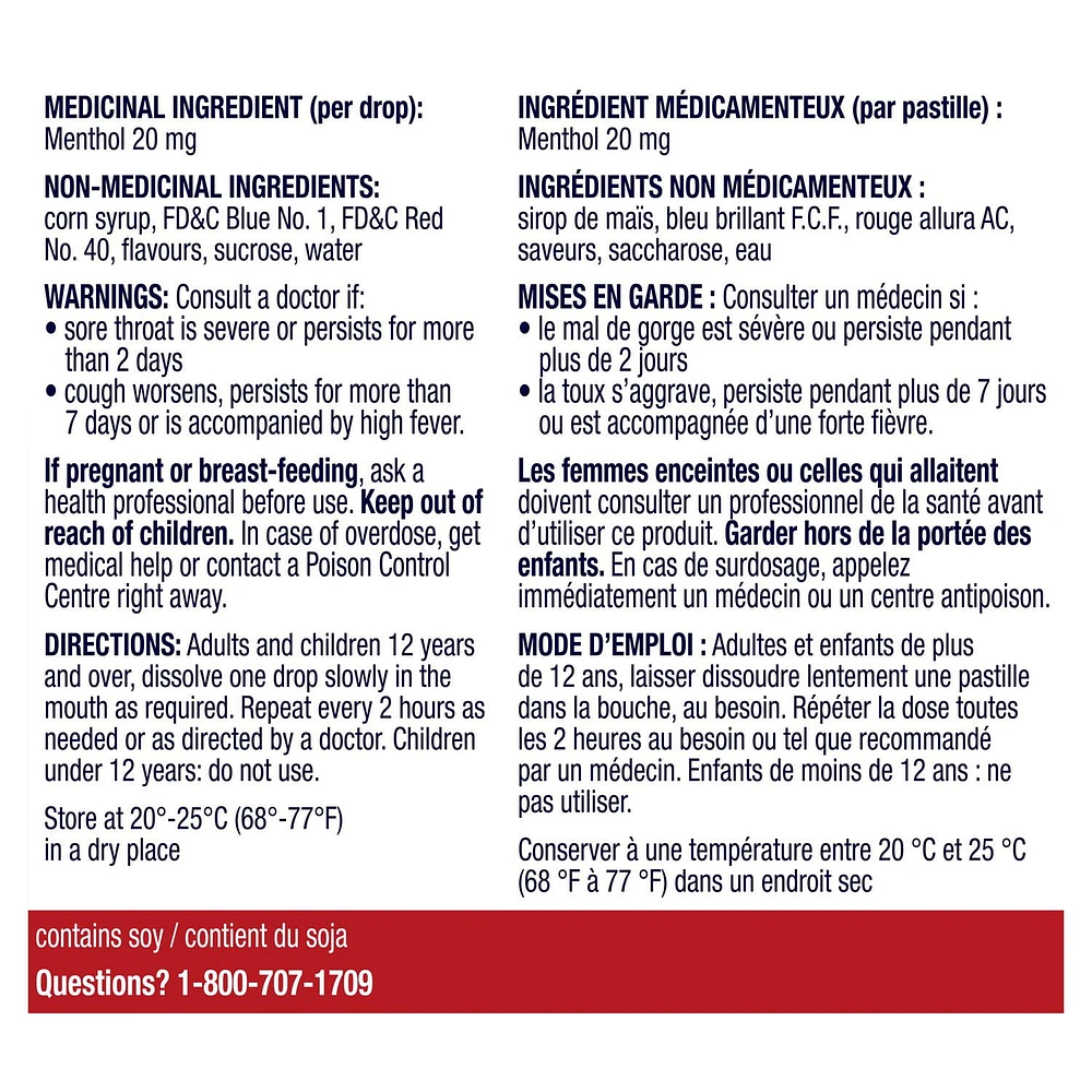 Vicks VapoCOOL Max Drops, Max Strength Medicated Drops, Soothes Sore Throat Pain Caused by Cough, Cherry Freeze Flavor, 40CT