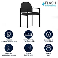 Flash Furniture Comfort Black Vinyl Stackable Steel Side Reception Chair with Arms