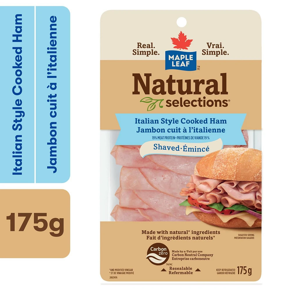 Jambon style italien émincé Natural Selections Maple Leaf Jambon à l’italienne 175 g