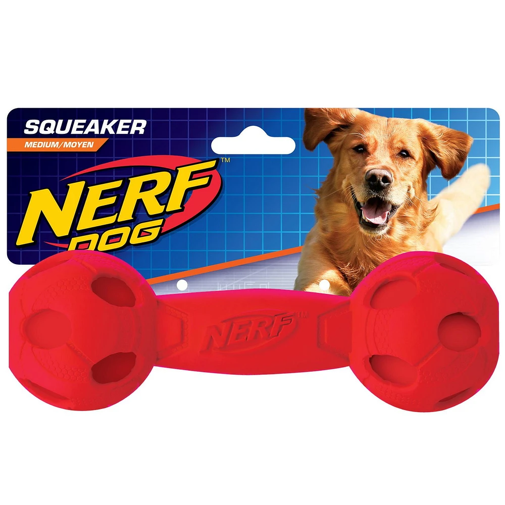 Nerf Squeak Barbell Medium Dog Toy