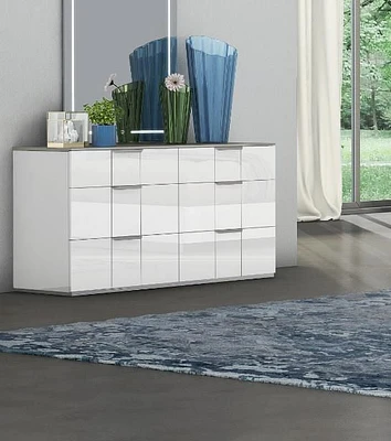 K-LIVING HARVEY DRESSER IN 2 TONE GLOSS WHITE WITH FLANNEL GREY