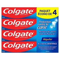 Colgate Cavity Protection Fluoride Toothpaste, Regular, 4 x 120 mL